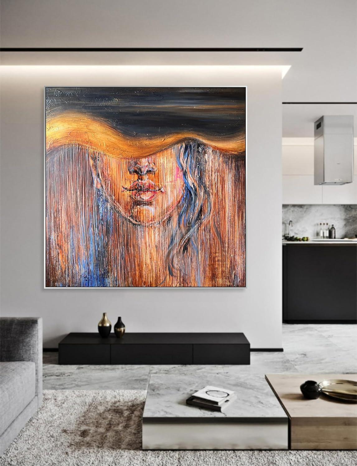 Abstract Face Painting Figurative Art Paintings On Canvas Woman Painting Acrylic Texture Wall Art Frame Modern Art Canvas-Painting-BEESARI