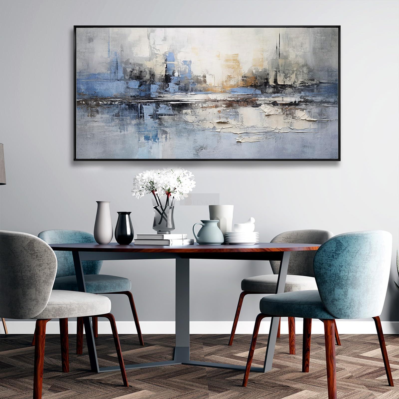 Abstract Landscape Blue and Gray White Modern Canvas Art Wall Decor-Painting-BEESARI