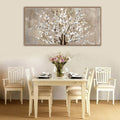 Beige White Textured Tree Painting Tree Wall Art Nature Tree of Life Abstract Canvas Painting Modern Large Panoramic Landscape Home Decor-Painting-BEESARI