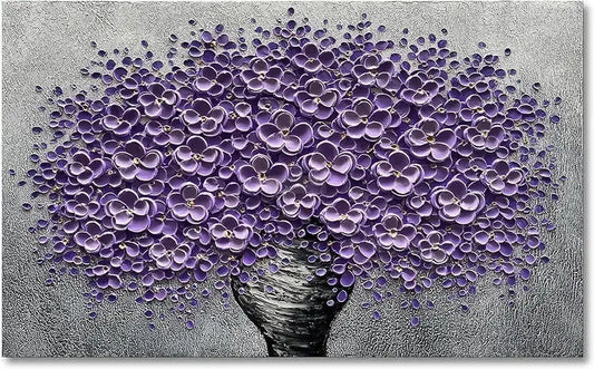 Epicler art hand-painted purple 3D flower decorative oil painting, flower wall art, modern Art