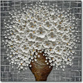 Epicler Hand-Painted 3D Abstract Modern Oil Painting Wall Art, White Flower Painting, Flower Wall Art Painting,Living Room Bedroom Wall Decoration Oil Painting Ready to Hang-Painting-BEESARI