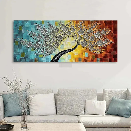 Hand-Painted Contemporary Art Oil Painting Canvas Flower Tree Painting Modern Home Wall Decoration Abstract Art 3D Flower Painting