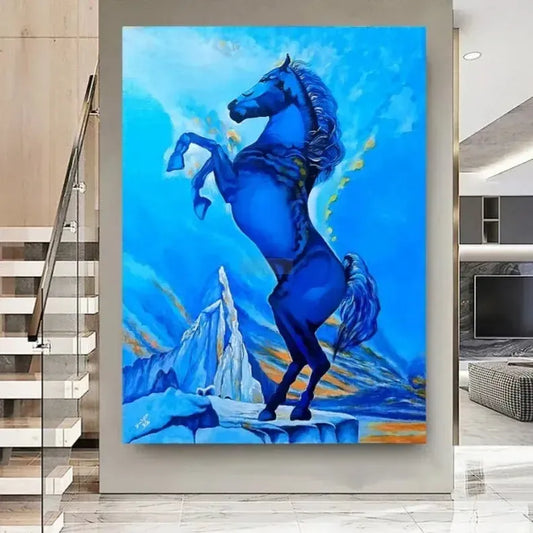 Ice Blue Horse Painting Large Wall Art Decor Canvas Painting Abstract Dining Room Wall Decor Modern Decor Painting Wall Decorations Office Decor-Painting-BEESARI